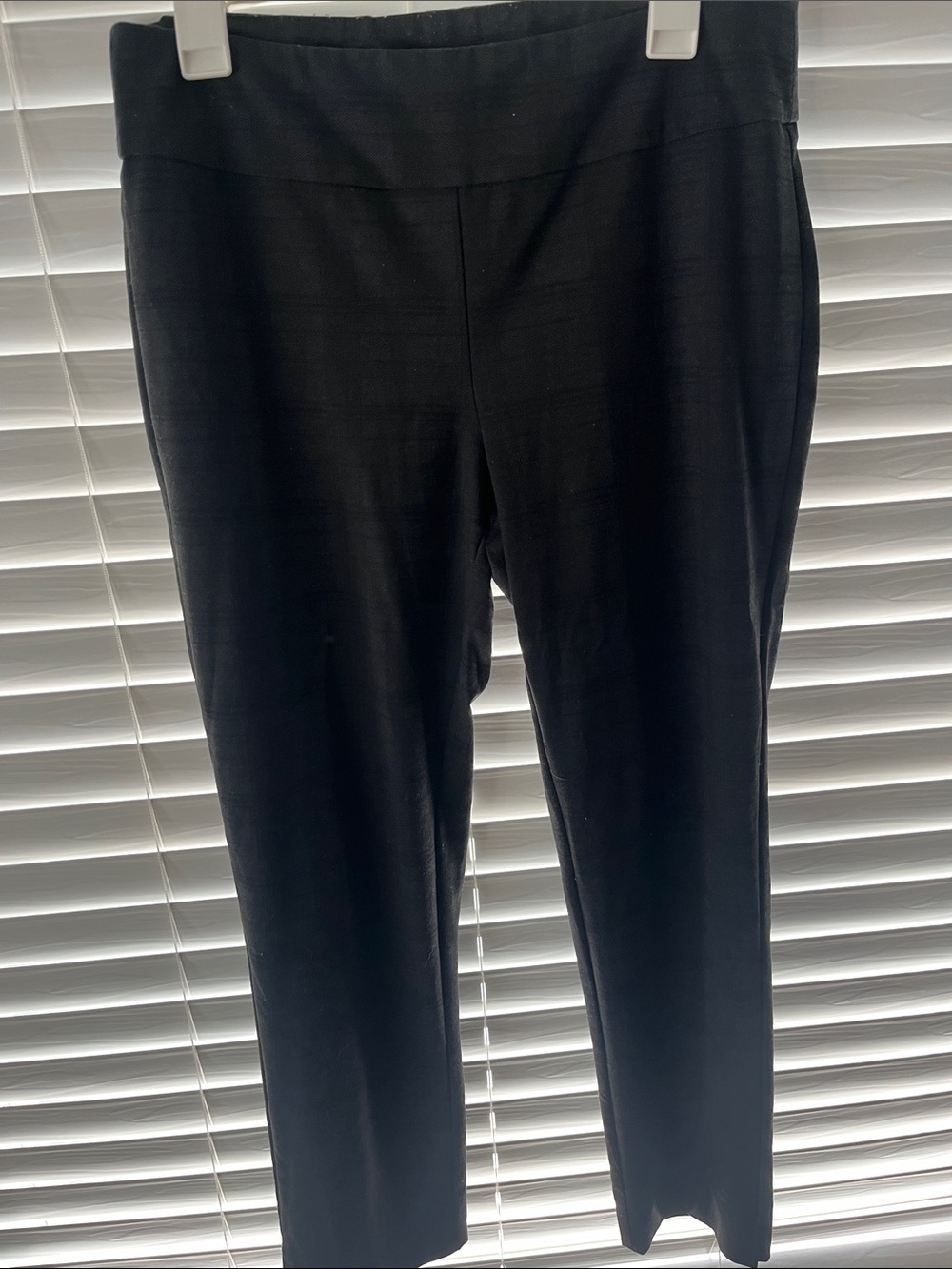 Zac & Rachel Black Subtle Plaid Women's Pull-On Straight Leg Pants